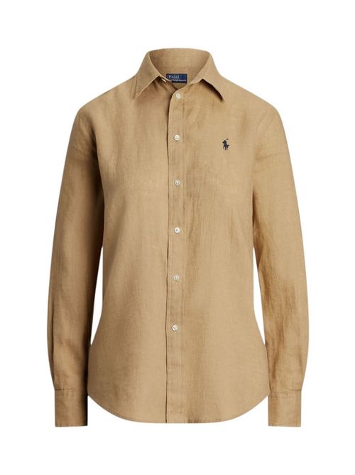 camel oversized linen women's shirt Ralph Lauren | 211970730005